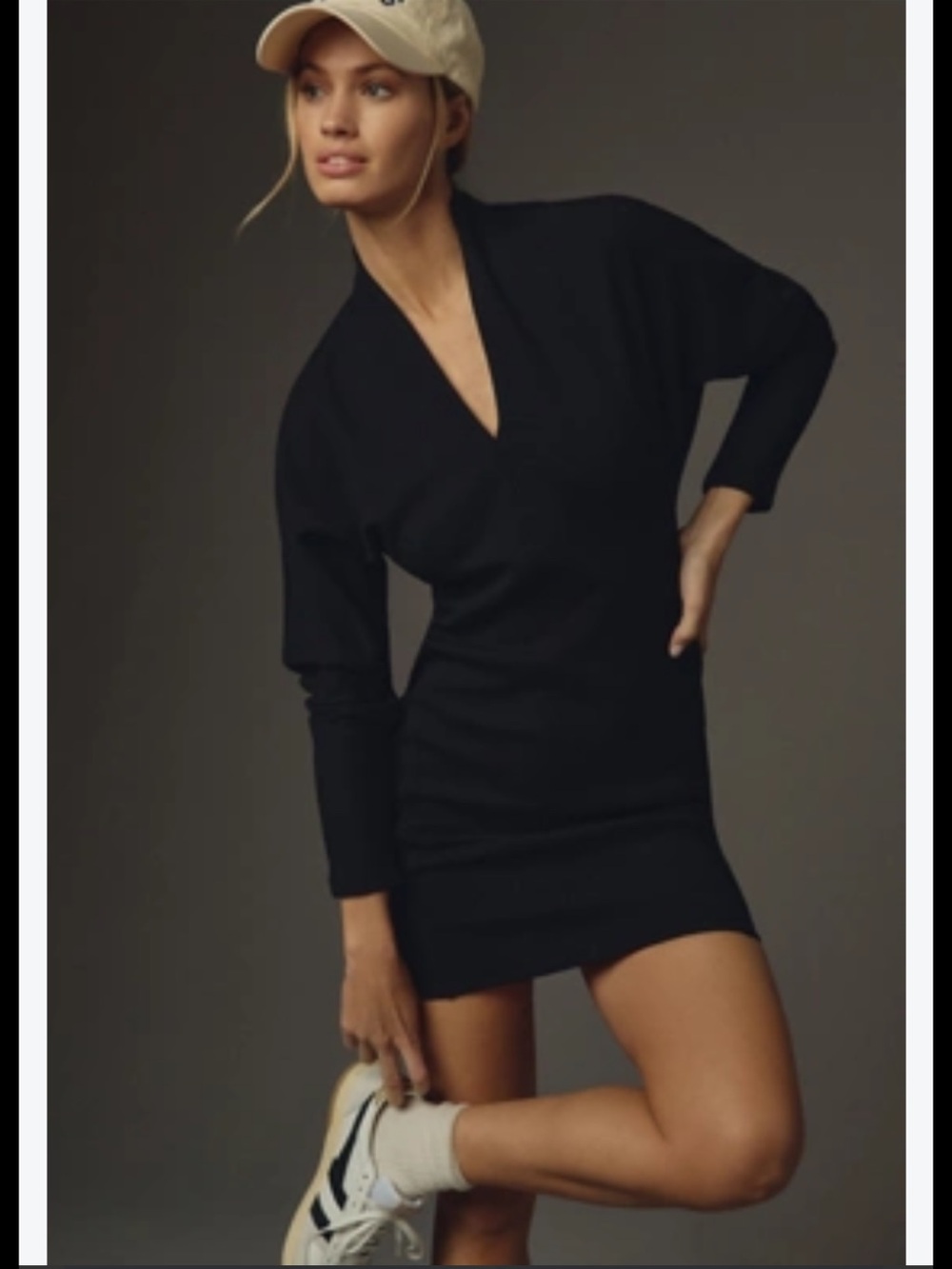 NWT! Daily practice Anthropologie medium black Noir long sleeve v neck dress.
